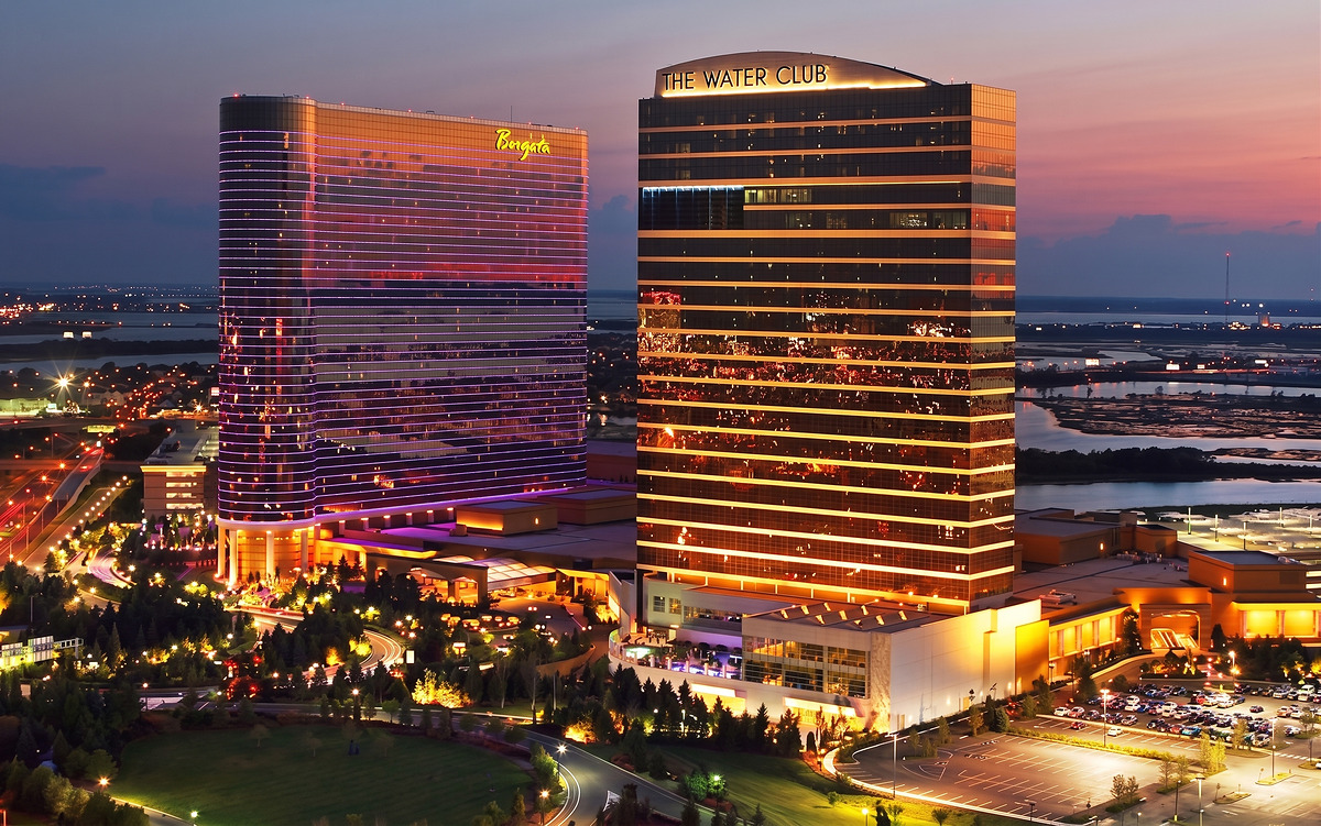 Casino resort skyline at twilight